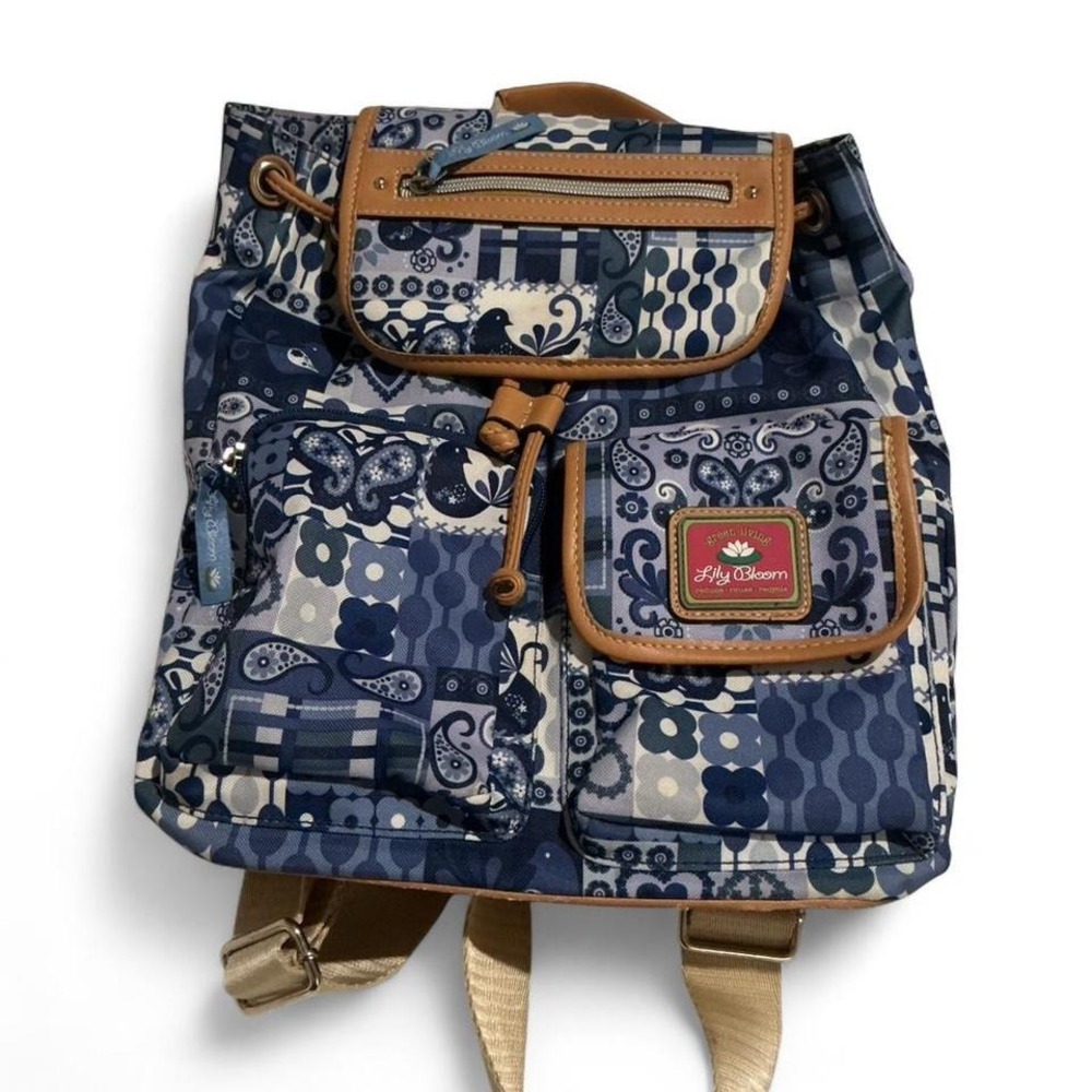 Lily Bloom Backpack Womens Small Blue Patchwork Eco Friendly Bag‎